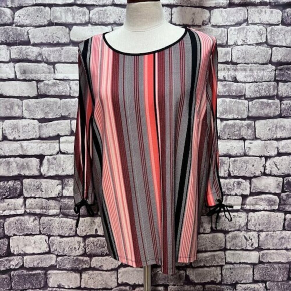 Roz & Ali NWT Black, White & Orange Blouse Size XL